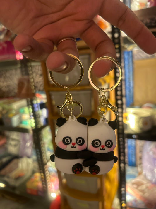 Hugging Panda Magnet Keychain